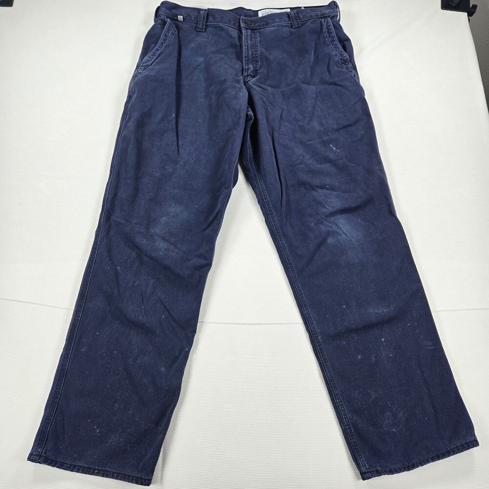 Carhartt Flame Resistant Rugged Relaxed Fit Canvas‎ Work Navy Pants Size 36